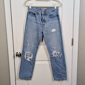 Levi's | Light Blue Wedgie Straight High Rise Distressed Jeans Size 27